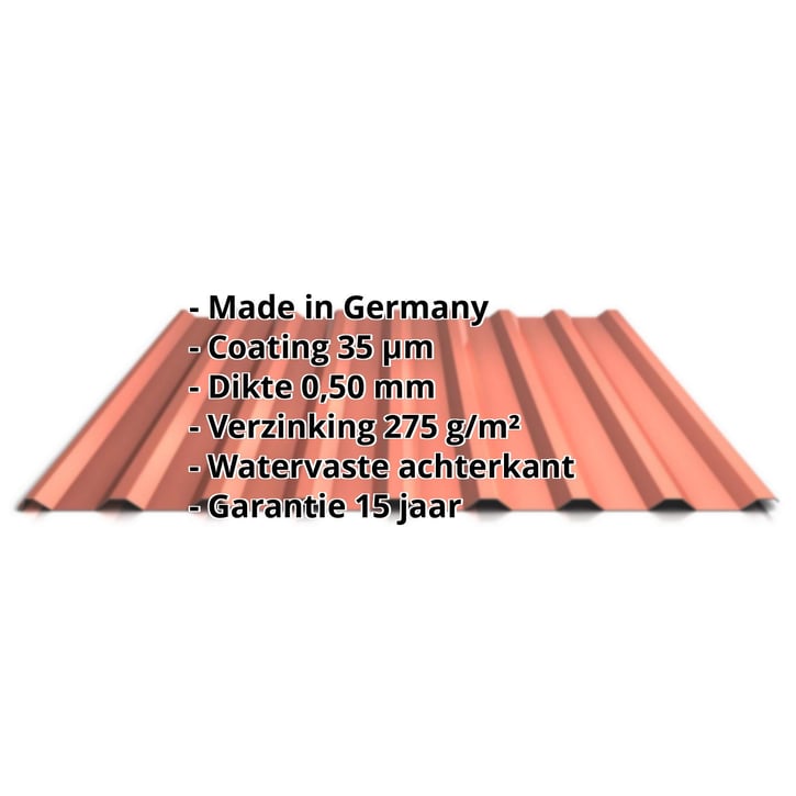 Damwandplaat 20/1100 | Dak | Staal 0,50 mm | 35 µm Mattpolyester | 75 - Terracotta #2