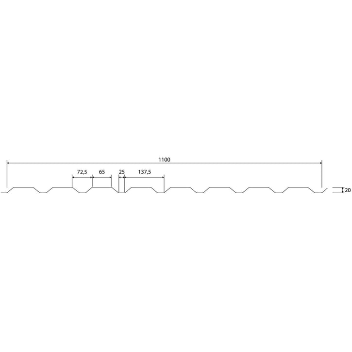 Damwandplaat 20/1100 | Gevel | Staal 0,50 mm | 35 µm Mattpolyester | 75 - Terracotta #6