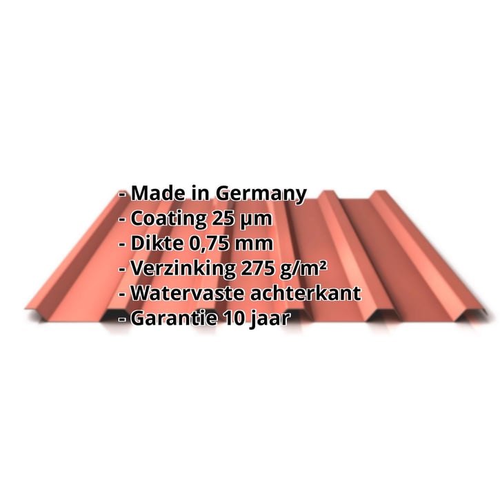Damwandplaat 35/207 | Dak | Actieplaat | Staal 0,75 mm | 25 µm Polyester | 8004 - Koperbruin #2