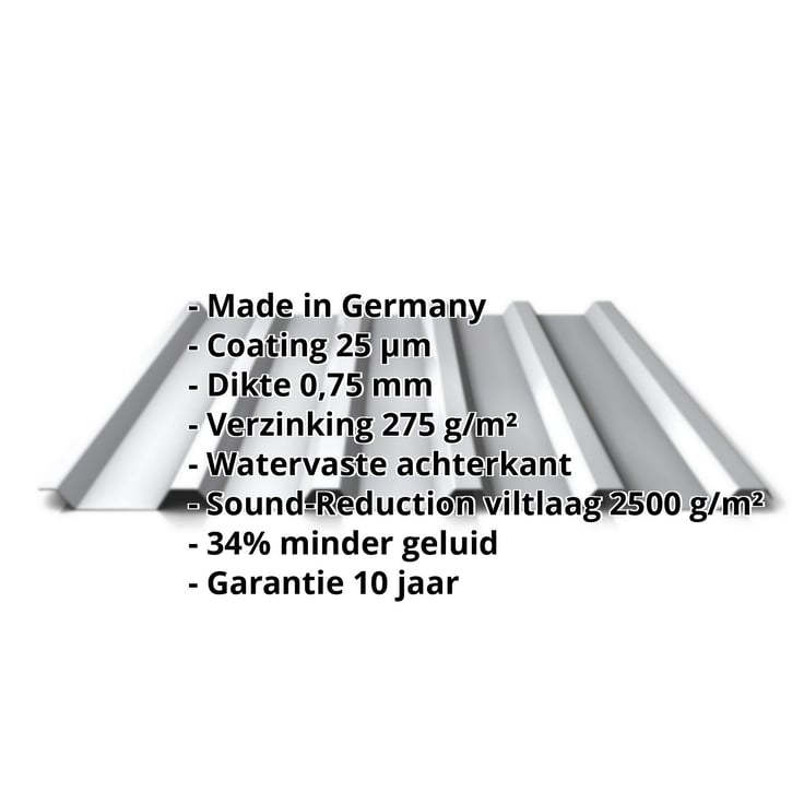 Damwandplaat 35/207 | Dak | Anti-Drup 1000 g/m² | Actieplaat | Staal 0,75 mm | 25 µm Polyester | 9006 - Zilver-Metallic #2
