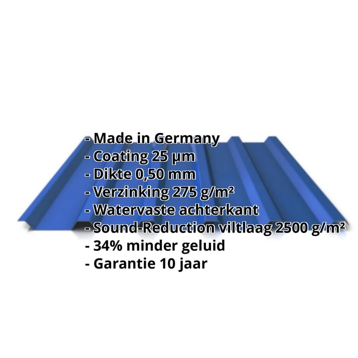Damwandplaat 35/207 | Dak | Anti-Drup 1000 g/m² | Staal 0,50 mm | 25 µm Polyester | 5010 - Gentiaanblauw #2