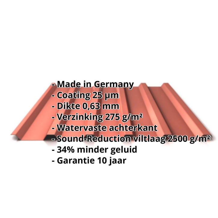 Damwandplaat 35/207 | Dak | Anti-Drup 1000 g/m² | Staal 0,63 mm | 25 µm Polyester | 8004 - Koperbruin #2