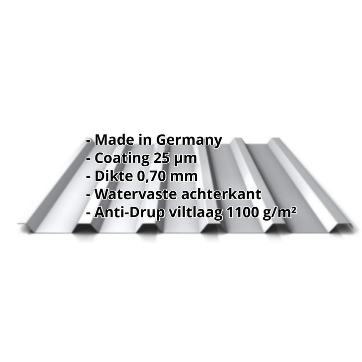 Damwandplaat 35/207 | Dak | Anti-Drup 1000 g/m² | Aluminium 0,70 mm | 25 µm Polyester | 9006 - Zilver-Metallic #2