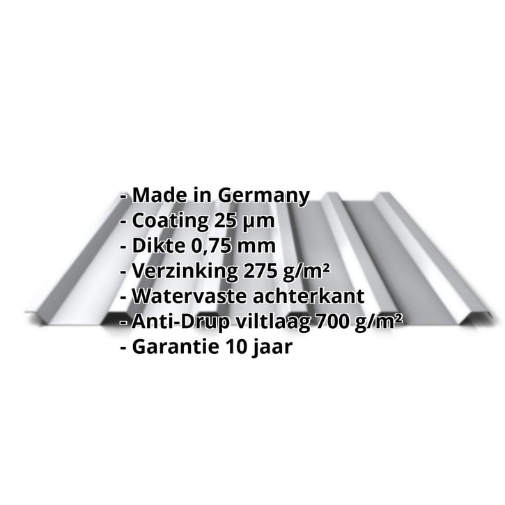 Damwandplaat 35/207 | Dak | Anti-Drup 700 g/m² | Actieplaat | Staal 0,75 mm | 25 µm Polyester | 9006 - Zilver-Metallic #2