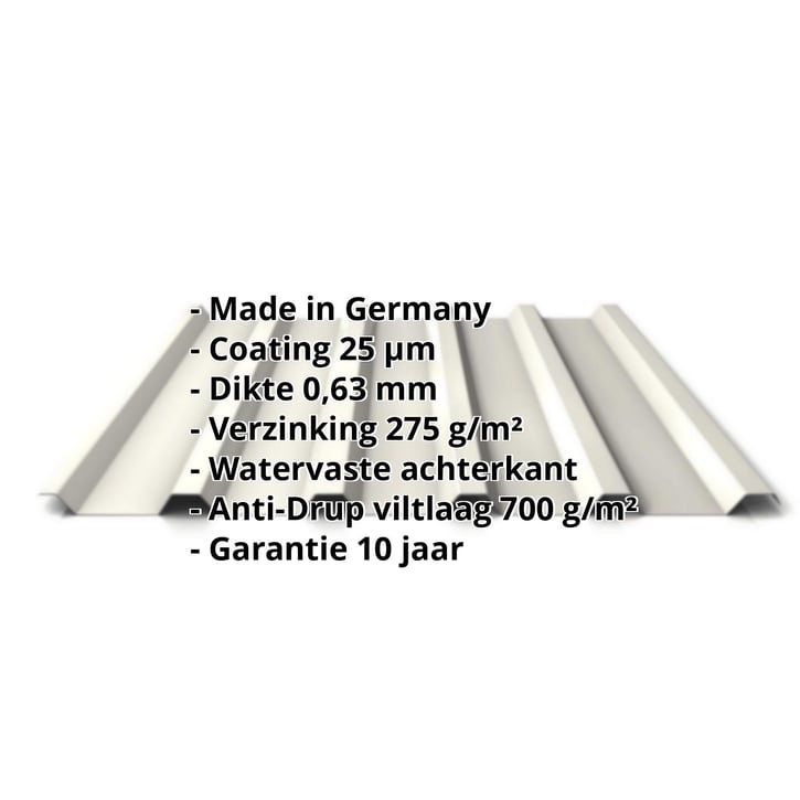 Damwandplaat 35/207 | Dak | Anti-Drup 700 g/m² | Staal 0,63 mm | 25 µm Polyester | 9010 - Zuiverwit #2