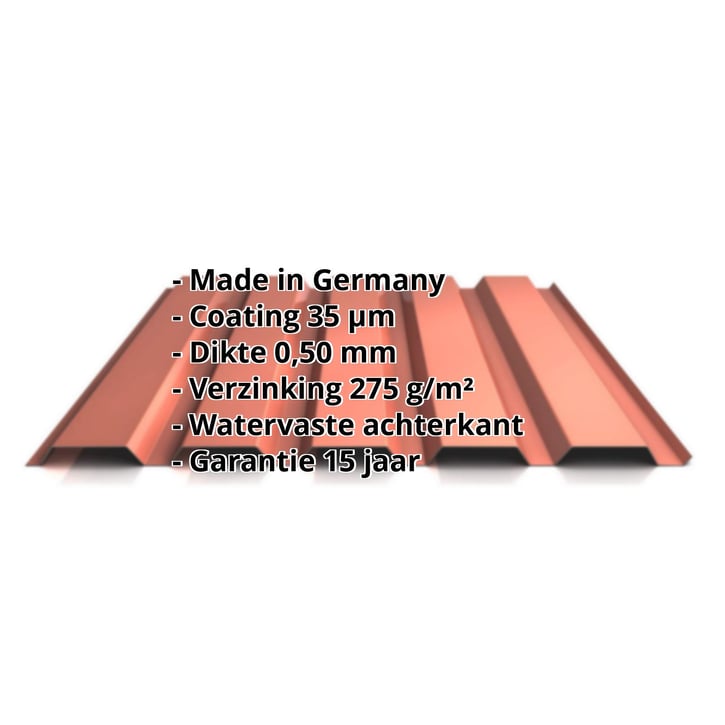 Damwandplaat 35/207 | Gevel | Staal 0,50 mm | 35 µm Mattpolyester | 75 - Terracotta #2