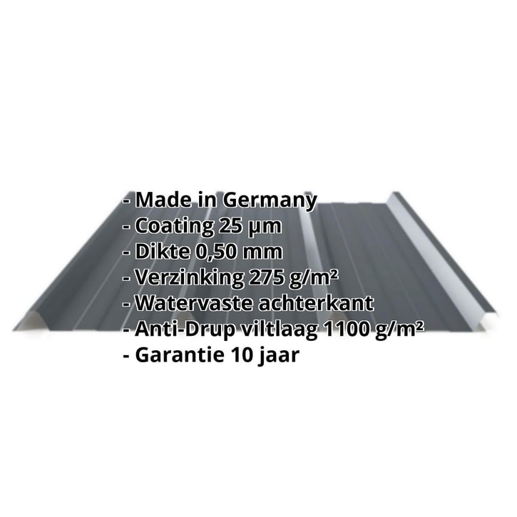 Damwandplaat 45/333 | Dak | Anti-Drup 1000 g/m² | Actieplaat | Staal 0,50 mm | 25 µm Polyester | 7016 - Antracietgrijs #2