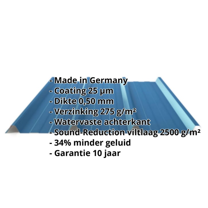 Damwandplaat 45/333 | Dak | Anti-Drup 1000 g/m² | Staal 0,50 mm | 25 µm Polyester | 5010 - Gentiaanblauw #2