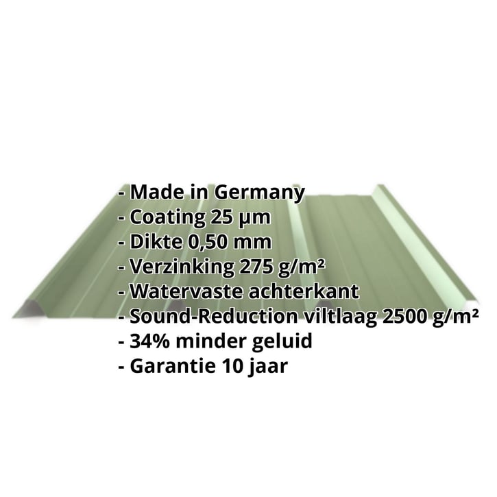 Damwandplaat 45/333 | Dak | Anti-Drup 1000 g/m² | Staal 0,50 mm | 25 µm Polyester | 6011 - Resedagroen #2