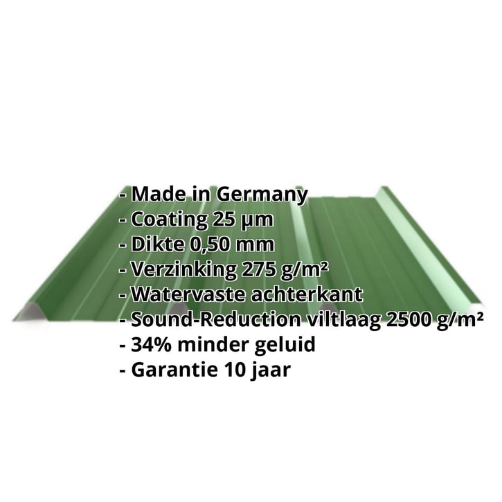 Damwandplaat 45/333 | Dak | Anti-Drup 1000 g/m² | Staal 0,50 mm | 25 µm Polyester | 6002 - Loofgroen #2