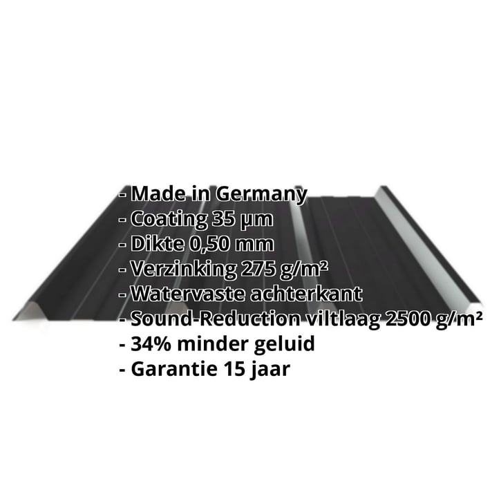 Damwandplaat 45/333 | Dak | Anti-Drup 1000 g/m² | Staal 0,50 mm | 35 µm Mattpolyester | 33 - Zwart #2