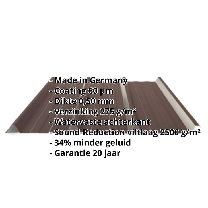 Damwandplaat 45/333 | Dak | Anti-Drup 1000 g/m² | Staal 0,50 mm | 60 µm TTHD | 8017 - Chocoladebruin #2