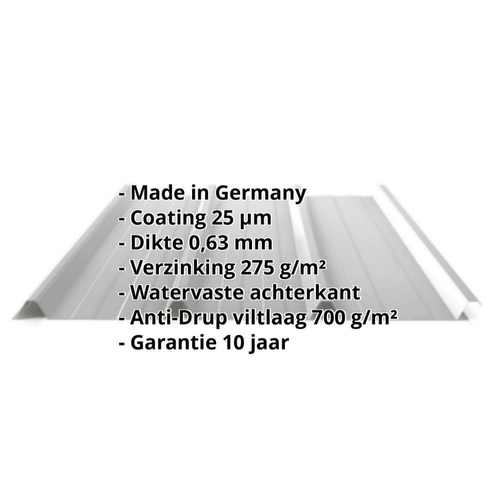 Damwandplaat 45/333 | Dak | Anti-Drup 700 g/m² | Staal 0,63 mm | 25 µm Polyester | 9006 - Zilver-Metallic #2