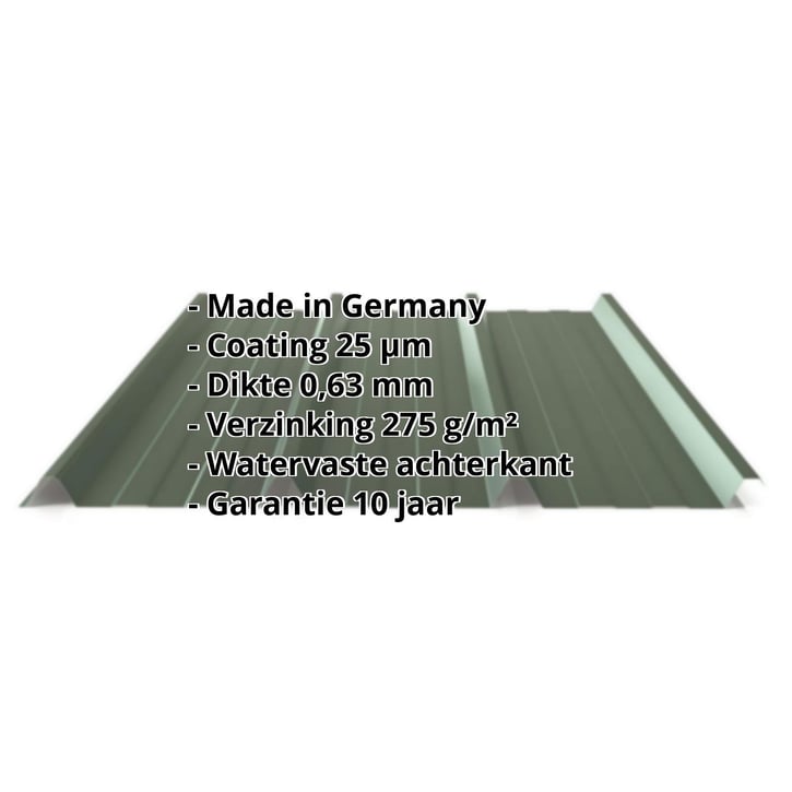 Damwandplaat 45/333 | Dak | Staal 0,63 mm | 25 µm Polyester | 6020 - Chroomoxydegroen #2