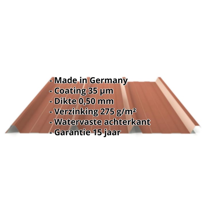 Damwandplaat 45/333 | Dak | Staal 0,50 mm | 35 µm Mattpolyester | 75 - Terracotta #2
