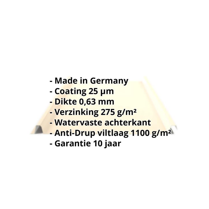 Felsplaat 33/500-LE | Dak | Anti-Drup 1000 g/m² | Staal 0,63 mm | 25 µm Polyester | 1015 - Licht ivoorkleurig #2
