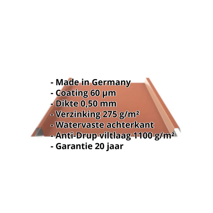 Felsplaat 33/500-LE | Dak | Anti-Drup 1000 g/m² | Staal 0,50 mm | 60 µm TTHD | 8004 - Koperbruin #2