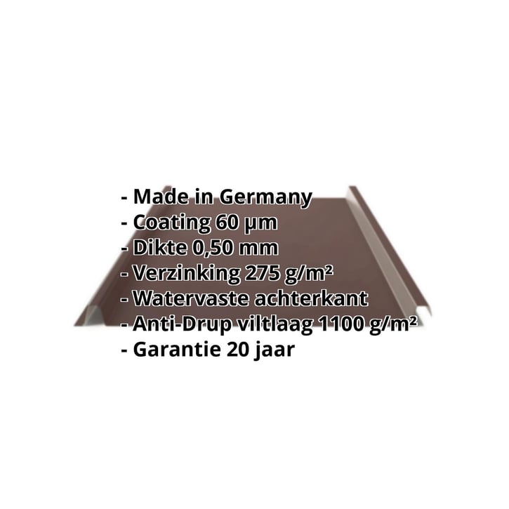 Felsplaat 33/500-LE | Dak | Anti-Drup 1000 g/m² | Staal 0,50 mm | 60 µm TTHD | 8017 - Chocoladebruin #2