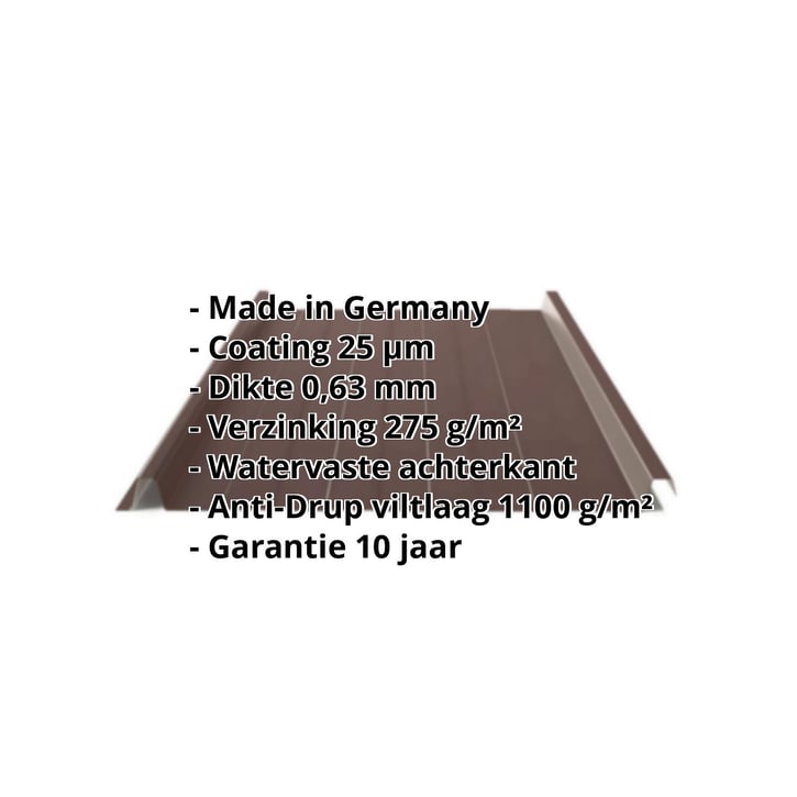 Felsplaat 33/500-LR | Dak | Anti-Drup 1000 g/m² | Staal 0,63 mm | 25 µm Polyester | 8017 - Chocoladebruin #2