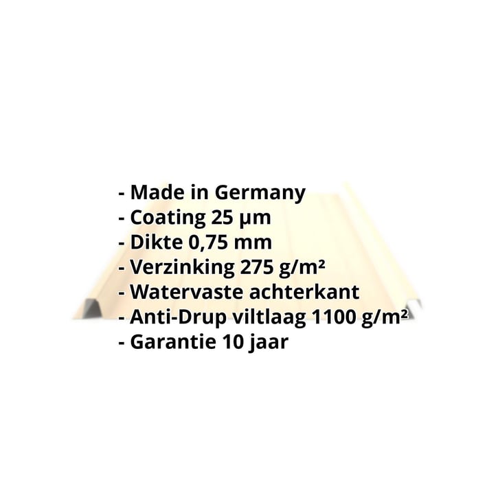 Felsplaat 33/500-LR | Dak | Anti-Drup 1000 g/m² | Staal 0,75 mm | 25 µm Polyester | 1015 - Licht ivoorkleurig #2