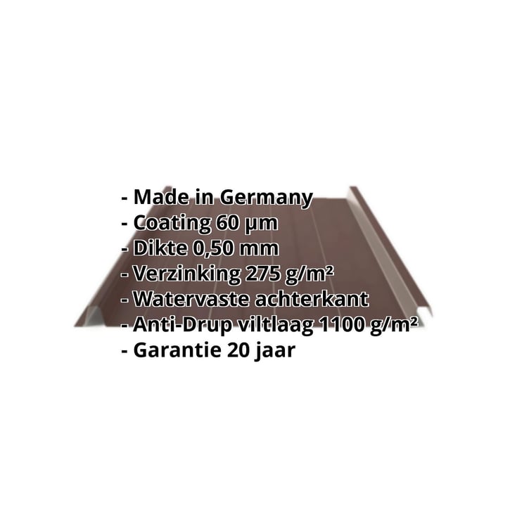 Felsplaat 33/500-LR | Dak | Anti-Drup 1000 g/m² | Staal 0,50 mm | 60 µm TTHD | 8017 - Chocoladebruin #2