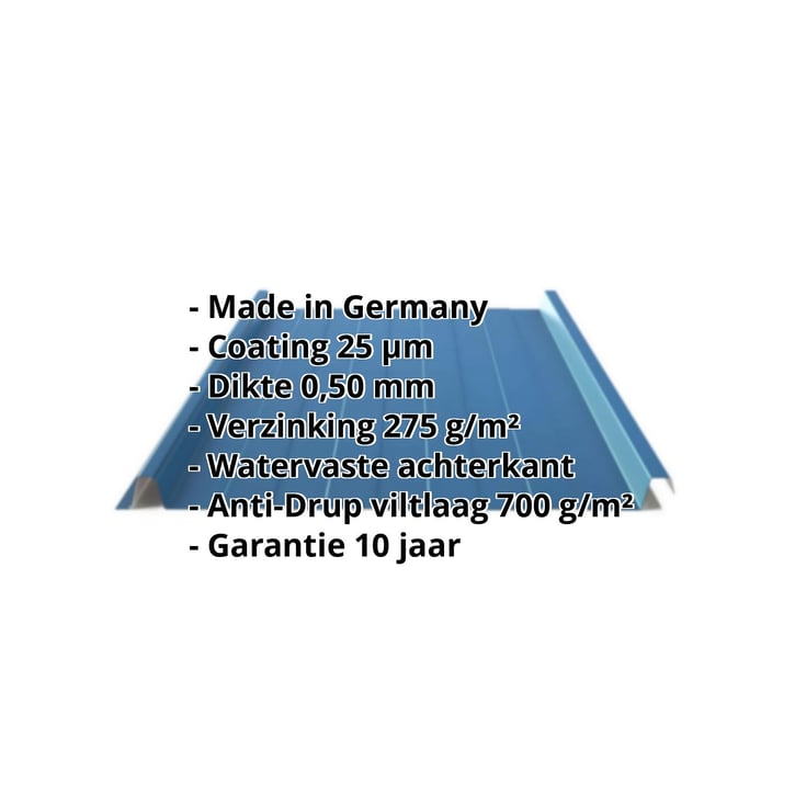 Felsplaat 33/500-LR | Dak | Anti-Drup 700 g/m² | Staal 0,50 mm | 25 µm Polyester | 5010 - Gentiaanblauw #2