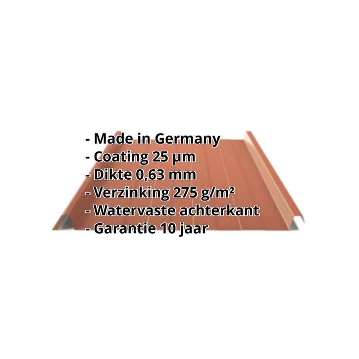 Felsplaat 33/500-LR | Dak | Staal 0,63 mm | 25 µm Polyester | 8004 - Koperbruin #2