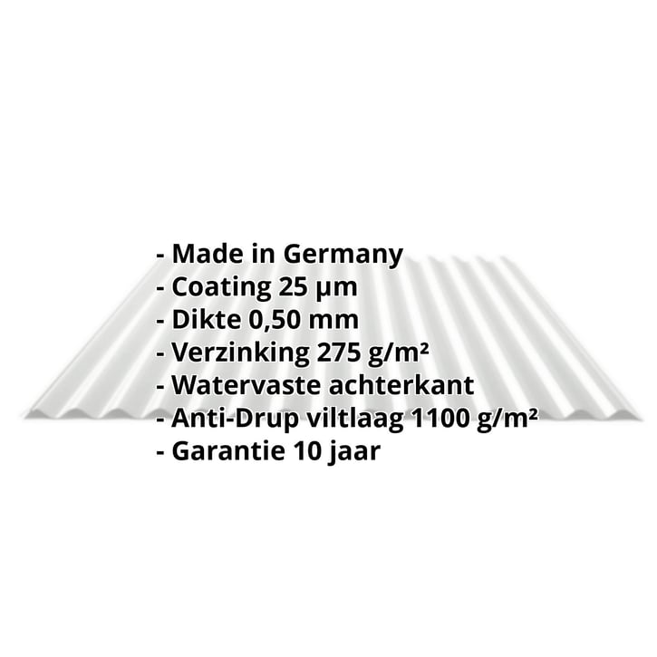 Golfplaat 18/1064 | Dak | Anti-Drup 1000 g/m² | Staal 0,50 mm | 25 µm Polyester | 7035 - Lichtgrijs #2