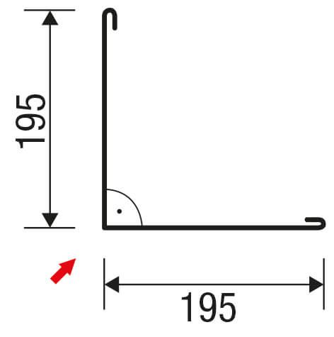 Buitenhoek | 195 x 195 mm | Staal 0,50 mm | 60 µm TTHD | 6012 - Roodbruin #4