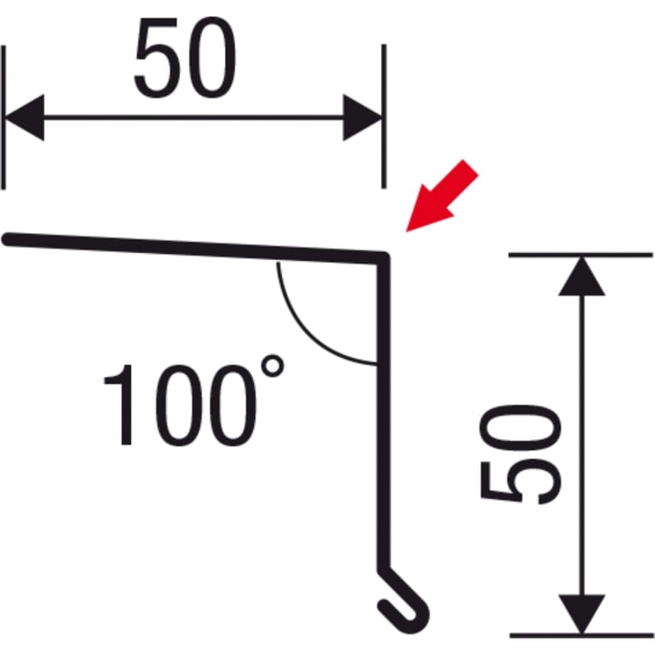 Druiplijst | 50 x 50 mm | 100° | Staal 0,50 mm | 80 µm Shimoco | 3009 - Oxyderood #5