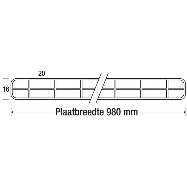 Polycarbonaat kanaalplaat | 16 mm | Profiel ECO | Voordeelpakket | Plaatbreedte 980 mm | Helder | 2nd LIFE LINE | Breedte 3,05 m | Lengte 2,00 m #10