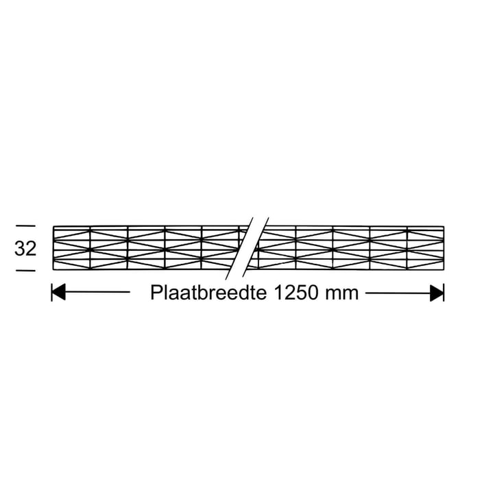 Polycarbonaat kanaalplaat | 32 mm | Profiel Mendig | Voordeelpakket | Plaatbreedte 1250 mm | Goud-opaal | Breedte 3,91 m | Lengte 2,00 m #10