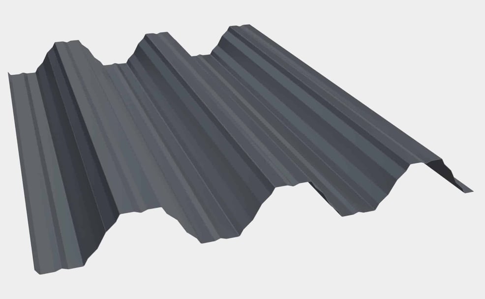 Detailweergave van antracietkleurige warmdakplaten, geschikt voor moderne dak- en gevelontwerpen