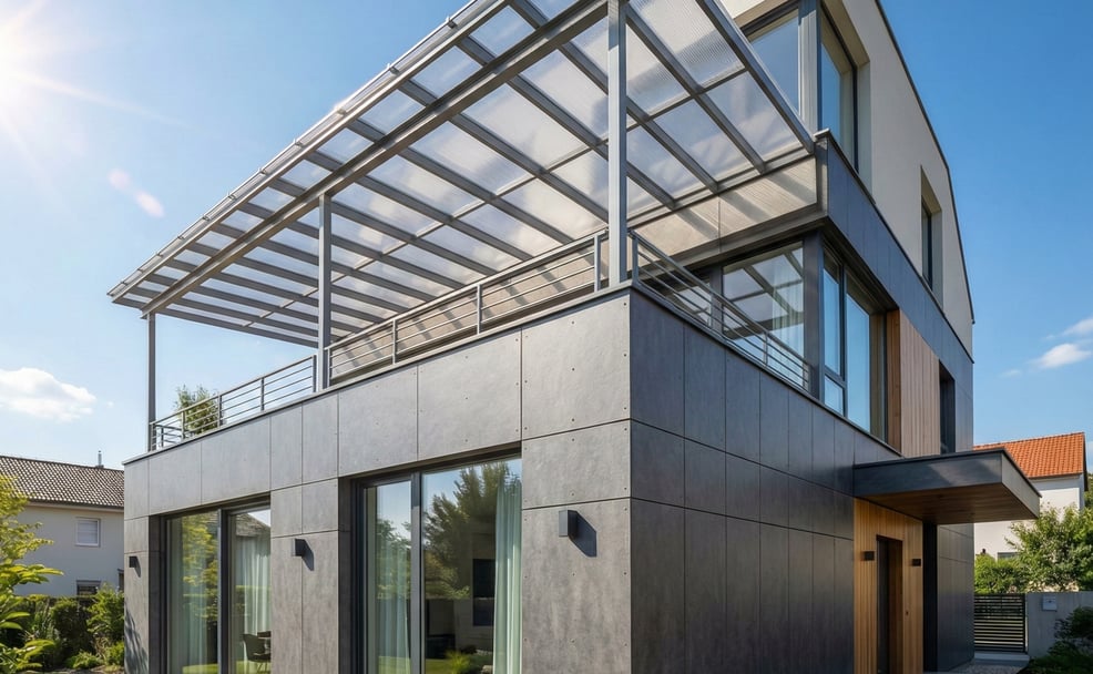 Hoogwaardige massieve platen voor gevels en transparante overkappingen