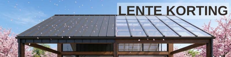 Lente korting op terrasoverkappingen van dakplaat en lichtplaten